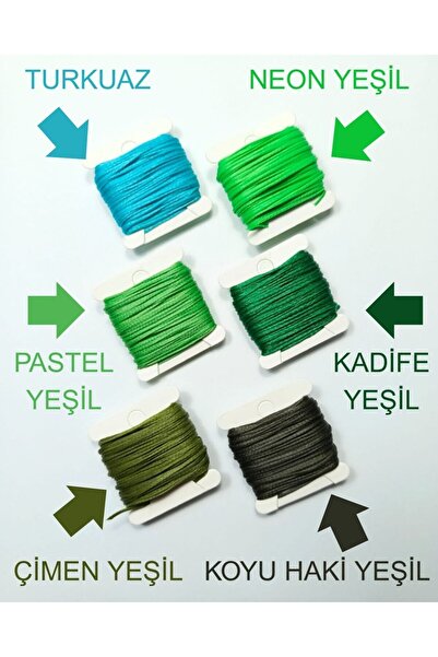 Eskişehir hobi sanat 10 متر 6 ألوان 1 مللي متر حبل مشمع (إجمالي 60 متر) أخضر الألوان قلادة مجوهرات تصميم الوردية سوار الخيط