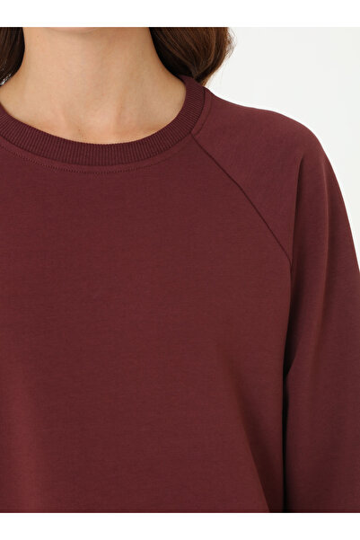 Benin Μακρύ φούτερ με λαιμόκοψη - Κόκκινο καφέ -