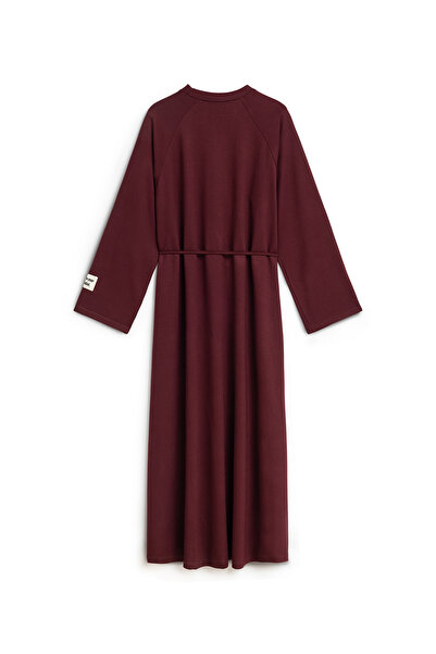 praye Oversize Uzun Salaş Elbise Bordo