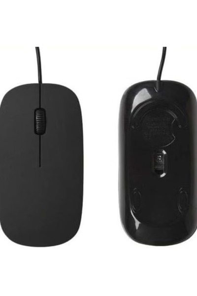 huitich Mini Wired Optical Mouse Little Apple Style, USB Black Compact Mouse