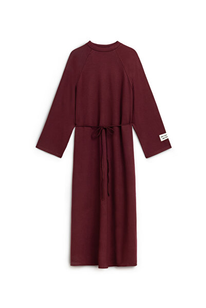praye Oversize Uzun Salaş Elbise Bordo