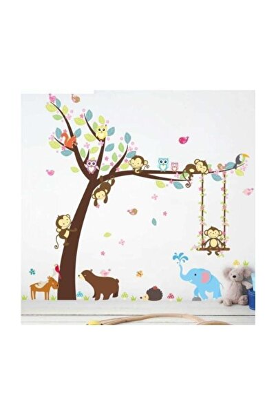 KT Decor ملصق جداري لغرفة الأطفال والرضع حيوانات الغابة اللطيفة الدب الفيل ال...