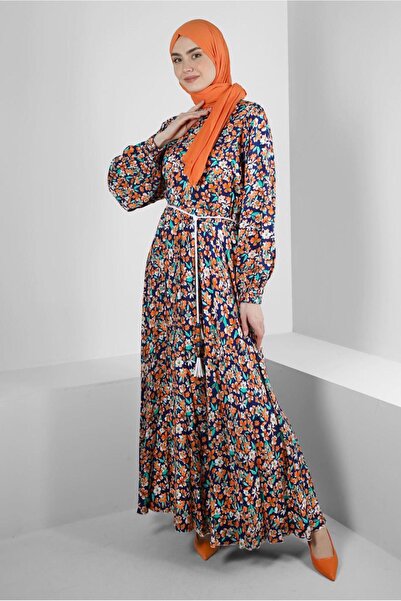 Alvina ÇİÇEK DESENLİ PİLİSELİ ELBİSE 43649