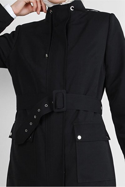 Alvina Kemerli Yakası Büzgülü Bantlı Trençkot 10772