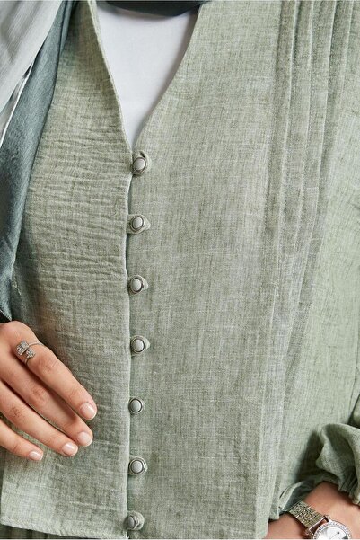 TRENDTESETTÜR Women's Khaki Buttoned Skirt Suit t 1922