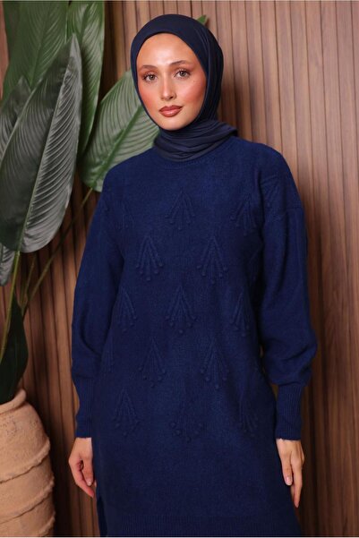 TRENDTESETTÜR Women's Navy Blue Knit Tunic t 0207