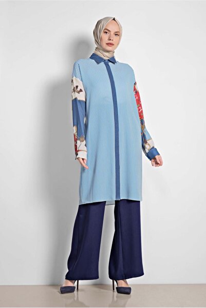 Alvina ÇİZGİ VE ÇİÇEK DESENLİ TUNİK 4113