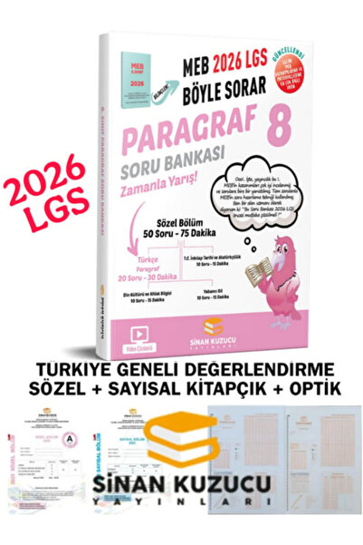 SİNAN KUZUCU YAYINLARI 8. Sınıf Paragraf Soru Bankası Sinan Kuzucu Türkiye Ge...
