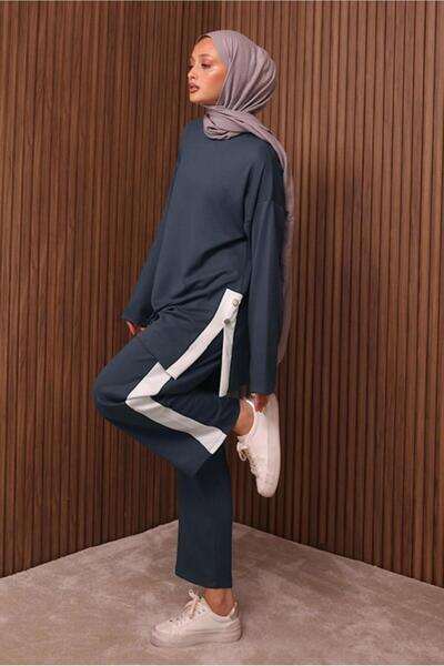 TRENDTESETTÜR Women's Gray (Anthracite) Striped Detail Pants Suit t 2135