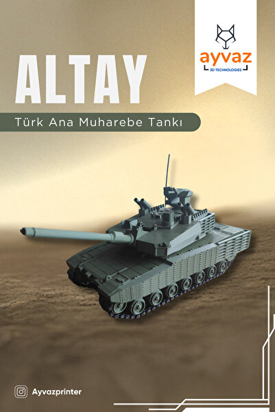ayvazprinter ALTAY 1/35 Ölçek, 11x21,5x11,5 cm Boyutlu, Hareketli Palet Sistemi Olan Tank Maketi