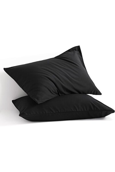 İz Home Базовий чорний комплект наволочок Ranforce | 2 штуки | (50X70 см) | Бавовняний | Чорний