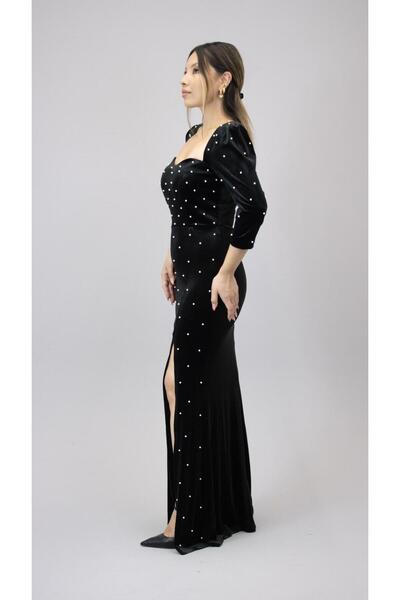 CAREZZA Astralis - İnci Taşlı Kadife Elbise