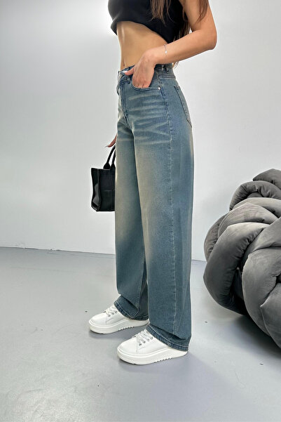 BİKELİFE Női kifakult hatású, bő szabású, széles szárú, kényelmes bő farmernadrág