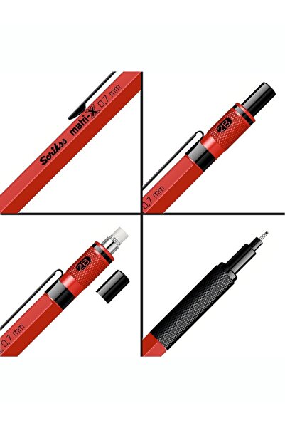 Scrikss SCRİKSS OFFİCE MATRİ-X MEKANİK KURŞUN KALEM 0.7 mm KIRMIZI