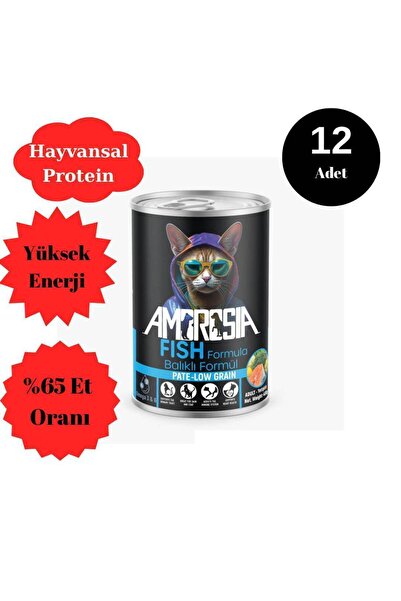Ambrossia Pate (PÜRE) Balık Etli Yetişikin Kedi Maması 400 gr 12 Adet