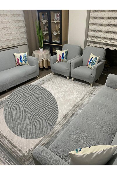 UYUMEV طقم غطاء مقعد بنمط الممر المائي باللون الرمادي من قماش الجاكار موديل 3...