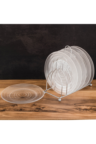 Dania A set of 6-piece glass plates on a golden stand