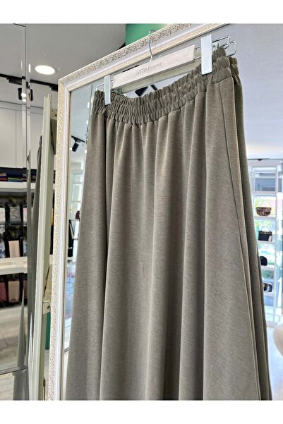 MERAM BUTİK Adn Knitted Cupra Skirt - Khaki - 4