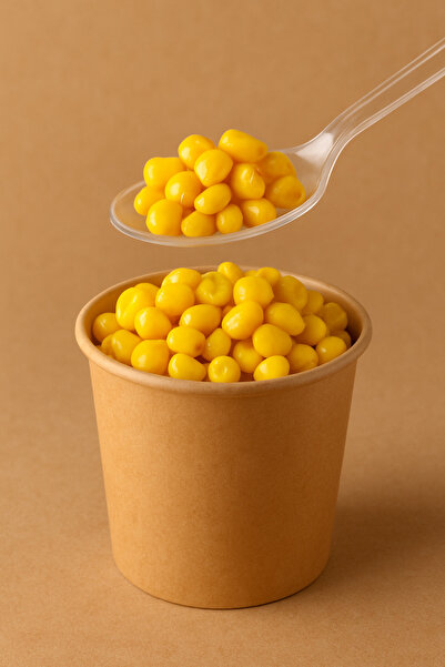 YOK YOK AMBALAJ ملعقة حلوى بلاستيكية صغيرة 100 قطعة، ملعقة ذرة شفافة اللون لل...