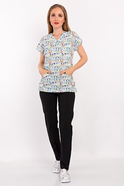 Nur Medikal Giyim Unisex, femei, bărbați, panda, urs, frați, model, set de to...