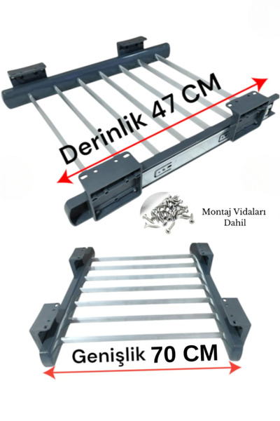 evizmo Teleskopik Raylı Pantolon & Şal Askılığı – Dolap İçi Düzenleyici, 70x4...