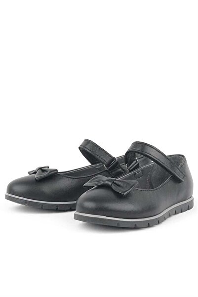 Rakerplus Genuine Leather Black Girls' Ballerinas
