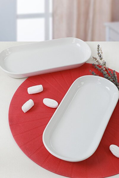 Keramika White Noyan Boat Plate 28 cm 2 Pieces