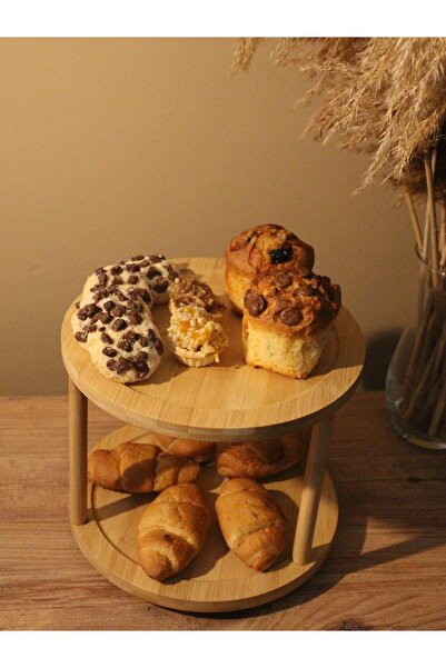 Paganca 2 Tiers Bamboo Round Rotating Serving Rack