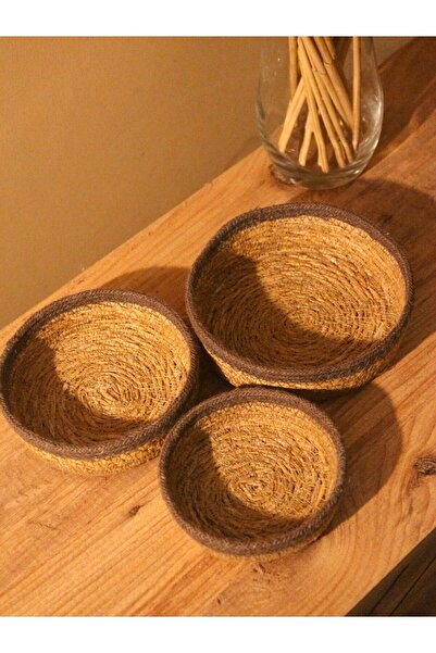 Paganca Набір з 3 плетених кошиків-органайзерів Сірий стрічковий органайзер з...