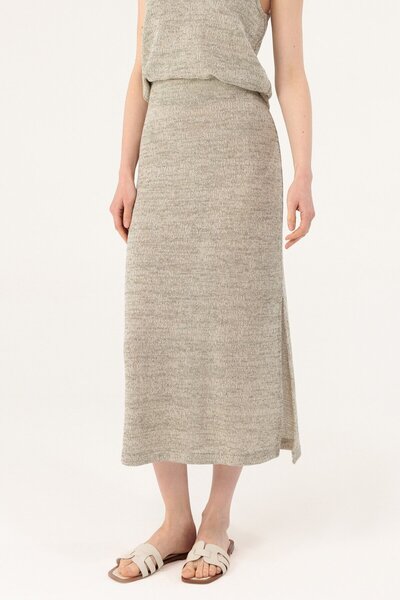 Evermade Slit Midi Length Knitwear Skirt