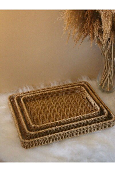 Paganca 3-Piece Wicker Rattan Presentation Tray Organizer Rectangular