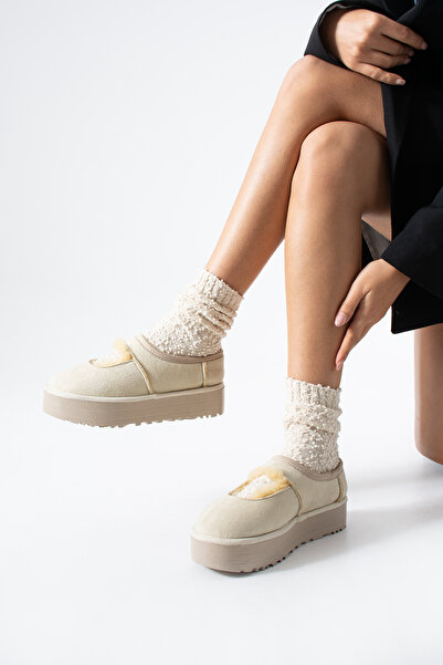 HVZ Exclusive Beige Furry Helmet Comfortable Shoes