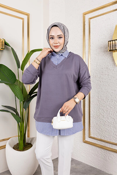 Moda MSK Women's Shirt Detailed Modal Fabric Tunic