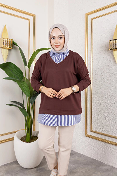 Moda MSK Women's Shirt Detailed Modal Fabric Tunic