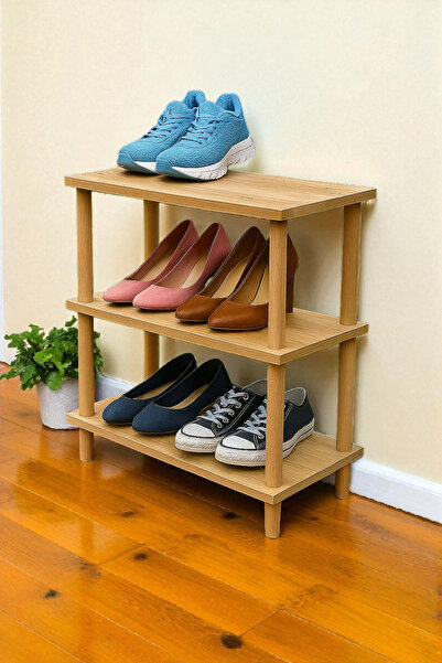 HESA Dekoratif 3 Raflı Ahşap Ayaklı çok amaçlı kitaplık ayakkabılık mutfak ra...