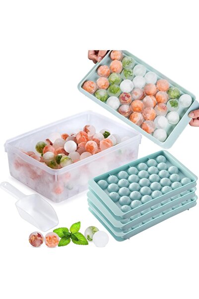Arabest Round Ice Cube Tray with Lid and Ice Ball Maker Box, Three Ice Cube Trays for Making 99 Round Ice Cu