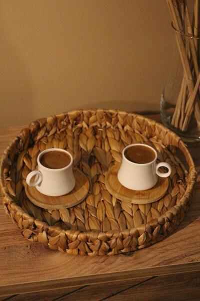 Paganca Round Tray Small Size Wicker Organizer - Water Hyacinth