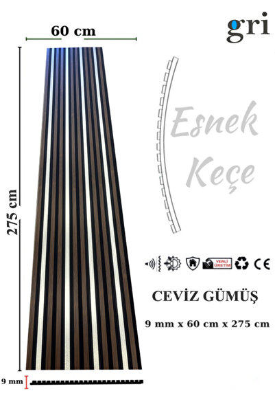 GRİDEKOR CEVİZ GÜMÜŞ AHŞAP AKUSTİK LAMBİRİ PANEL 60x275 9 MM