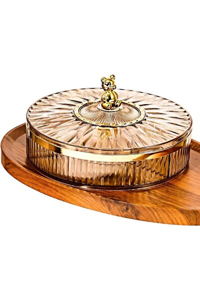 fulina Nut and Candy Serving Tray with Lid Round Plastic Platters Food Storage 28cm/11in Veggie Tray with L