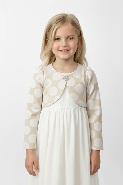 Çocuksan Baby&Kids Wear Kız Çocuk Bej Puantiyeli Bolero Ceket - Abiye Üst - Ş...