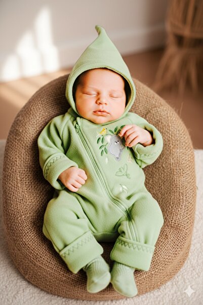 iplay Ürün Boyu: 55cm, 0-3 Ay, Tek Beden, Koala Çift Katlı Eco Polar Kapüşonlu Bebek Astronot Tulum