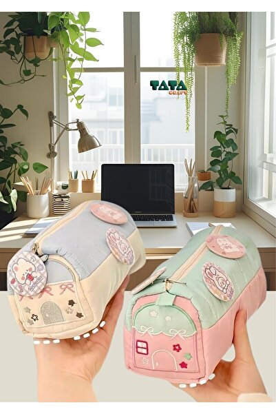 TATA CRAFT POFUDUK MAVİ KALEMLİK BÜYÜK KAPASİTELİ MİNİMALİST KIRTASİYE KOZMETİK DÜZENLEYİCİ