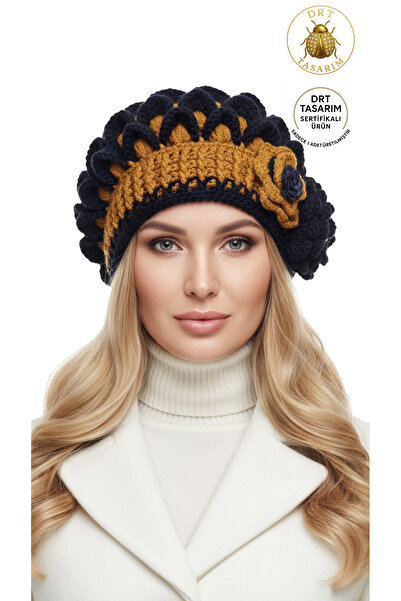 drt tasarım El Örgüsü Hardal Rengi Kemer Modeli tığ işi Bere