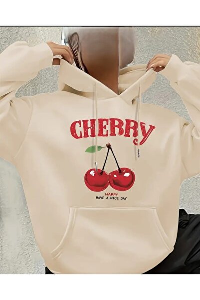 ORVIO Group Hanorac de damă cu imprimeu cireșe (CHERRY)