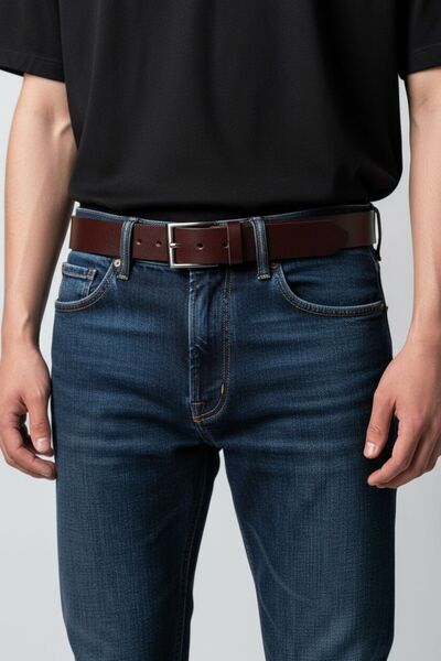 Gesa Men's 100% Genuine Leather Sports Bitter Coffee Belt 4 cm