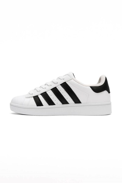 Nstil Unisex Günlük Beyaz Siyah Spor Ayakkabı Kaymaz Yumuşak Taban Rahat Bağcıklı Sneaker 473