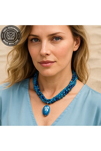 Asteria Elite العقيق الأزرق الأزرق جاسبر الأزرق كريستال ثلاثة صفوف من العاطفة...