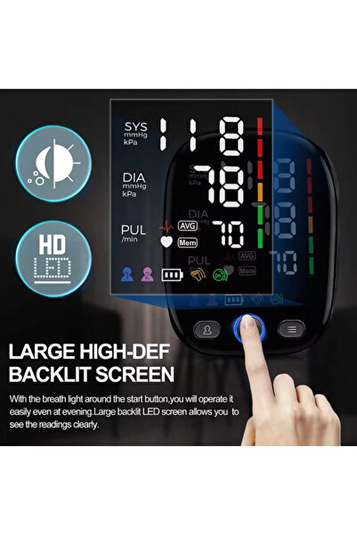 Choice جهاز قياس ضغط الدم الرقمي BP103-Black من الذراع العلوي، جهاز قياس ضغط الدم الأوتوماتيكي، مقياس توتر العين LED