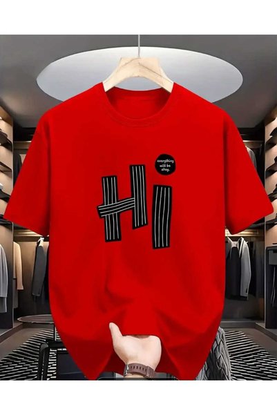 ORVIO Group Men's Printed Cotton T-Shirt - Simple and Stylish Pattern {Hi}