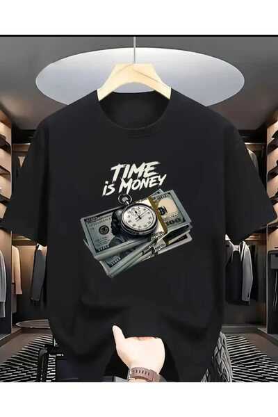 ORVIO Group Tricou de lux cu imprimeu „Time is Money”.